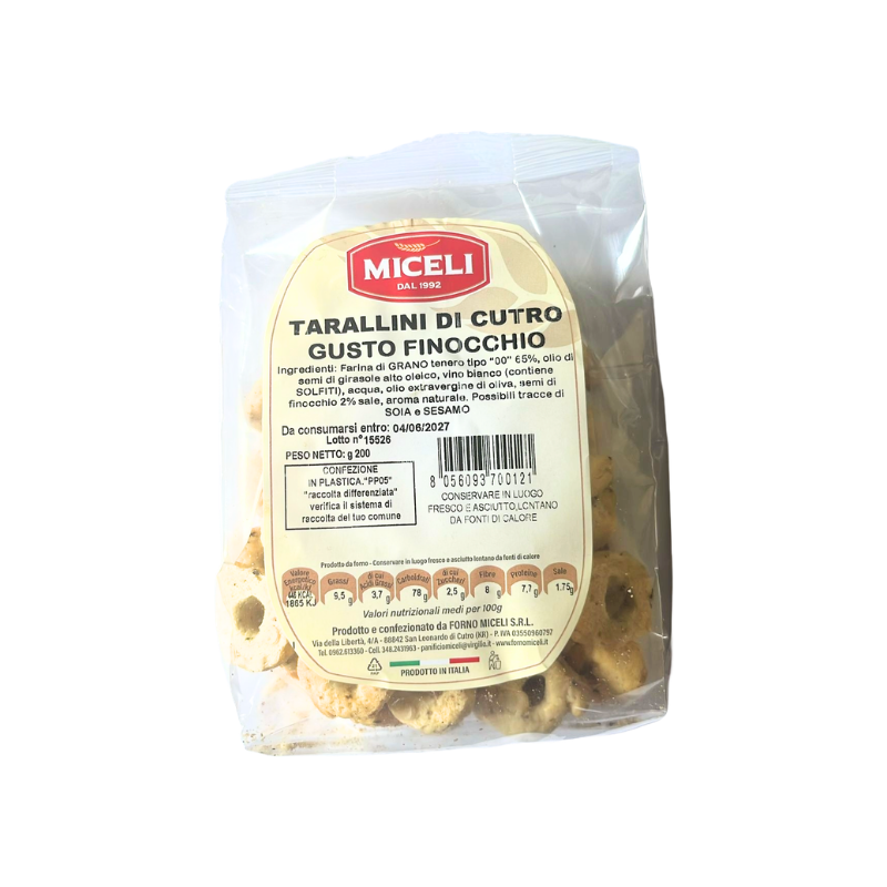 Tarallini de Cutro au Fenouil 200 g – Miceli